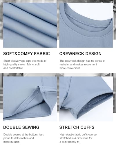 4 Pack Women's Compression Shirts Short Sleeve Workout Tops Athletic Quick Dry Gym Yoga Running T-Shirt Moisture Wicking2