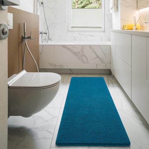 LOCHAS Luxury Bathroom Rug Shaggy Bath Mat 24 x 60 Inch, Peacock Blue by LOCHAS - Used condition - Image 7