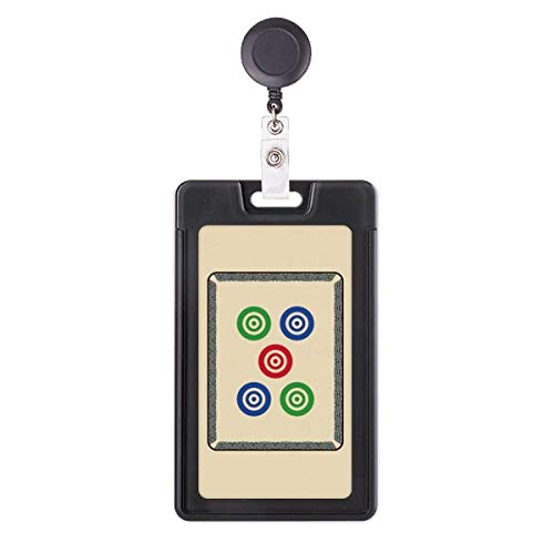 Porte-badge Mahjong enrouleur rétractable 5 carreaux cercles à pois pour pass