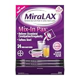 MiraLAX Gentle Constipation Relief Laxative Powder, Stool Softener with PEG 3350, No Harsh Side Effects, 1 Doctor & OBGYN Recommended, Single Dose Mix-in Pax, Travel Pack, 24 Dose