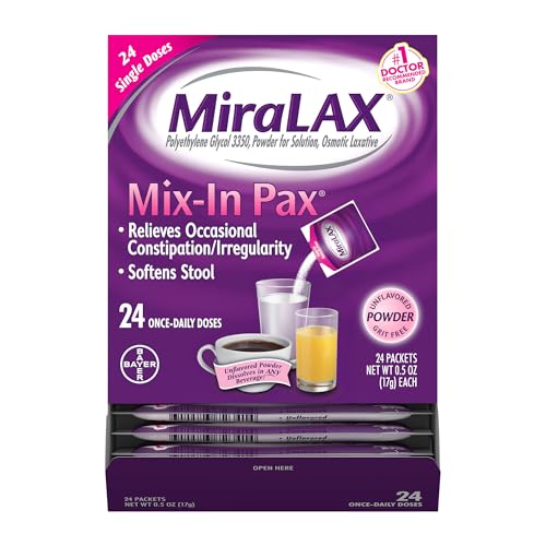 MiraLAX Gentle Constipation Relief Laxative Powder, Stool Softener with PEG