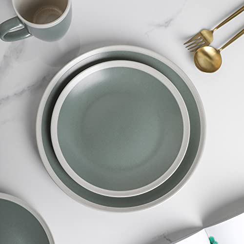 Stone Lain 16-Piece Stoneware Dinnerware, 2-Tone, Speckles, Green And Cream, 16 Piece Set #TOP4