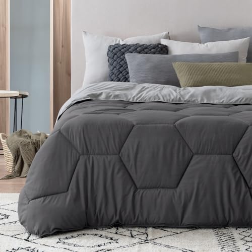 La mejor comparación de Cobertores aborregados , tabla con los diez mejores. 48 ESQUIMAL Edredón Acolchado Duvet, Relleno Tipo Down Alternative, Todo Clima, Compatible con Funda Nórdica, Reversible, Hipoalergénico (Gris Oscuro - Gris Medio, Matrimonial)