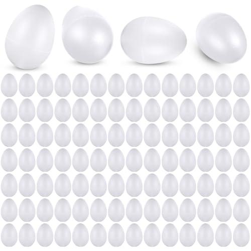 Yeshone 100 Pieces Egg Shakers Bulk Musical Instruments Percussion Maracas Egg for Kids Toys Plastic Shaker for Learning DIY Painting, Classroom Music, Rhythm(White)