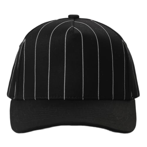 MIRMARU Blank 5 Panel Trucker Hat Adjustable Snapback Baseball Cap with Various Styles for Men and Women. (US, Alpha, One Size, Pinstripe Crown,Black)