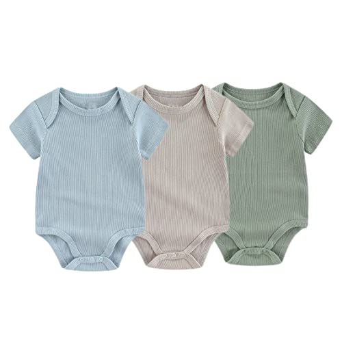 Image of Chamie Newborn Baby Onesies 3-Pack Short Sleeve Bodysuit Baby Clothes for Boys and Girls