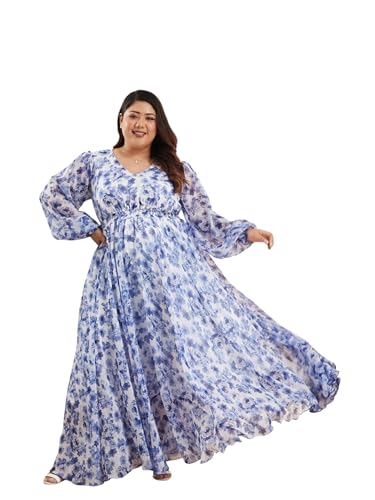 Image of Miss Chase A+ Women's V-Neck Three-Quarter Sleeve Floral Wrap Chiffon Midi Dress