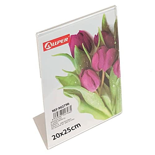 Acan Portafotos Transparente de sobremesa, plástico, Marco Fotos, Soporte para fotografías, oficinas, Negocios, hogar (Vertical, 20 x 25 cm)