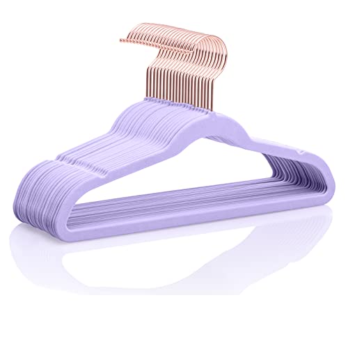MIZGI Kids Velvet Hangers 50 Pack 14 Inch Youth Teen Non-Slip 360° Swivel