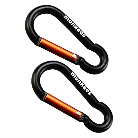 munkees 2-Pack 8-Shaped Carabiner Clips Keychain, Spring Snap Caribeener, Aluminum Buckle Hook Accessories Black Cover