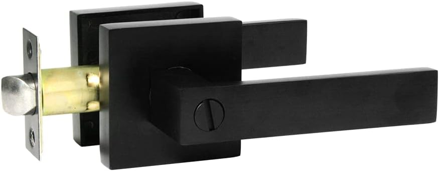 SUNTAIPrivacy Door Lever Keyless Matte Black Interior Bathroom/Bedroom Handle Door Lockset,Reversible for Left Right Side Handed,1 Pack