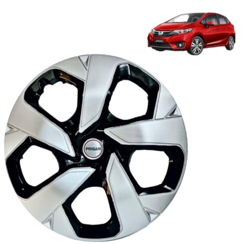 Image of Prigan Jazz (Petrol ONLY) Black Silver Wheel Cover 15 inch for Honda Jazz (Set of 4 Pcs) (Press Fitting) Model- Punch Reverse 15