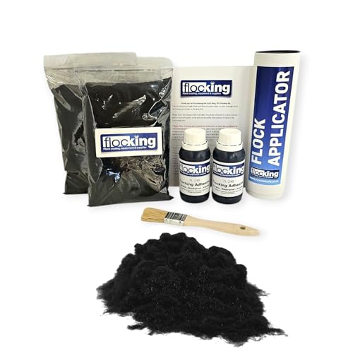 Lot de 2 kits de flocage à faire soi-même - Noir - Poudre de flocage - Adhésif de flocage - Facile à utiliser