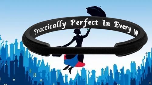 WUSUANED Movie Quote Practically Perfect in Every Way Hair Tie Grooved Cuff Bangle Bracelet Mother Friendship - Image 6