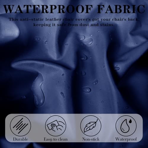 Image of Pu Leather Dining Chair Seat Covers Set of 6, Waterproof Dining Seat Covers Stretch Chair Covers for Dining Chairs /Kitchen Room /Hotel, Odorless Seat Covers for Kitchen Chairs (Blue - 6 PCS)