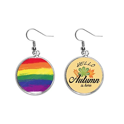 Pendientes LGBT de arco iris con diseño de hojas otoñales colgantes para orgullo