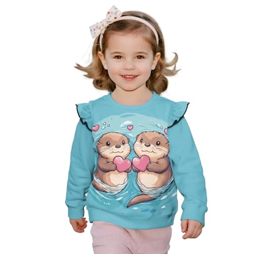 WELLFLYHOM Shirts Top for Girls 1-8T Long Sleeve Sweatshirts Pullover Shirt Graphic Sweater Top for Fall Winter Spring