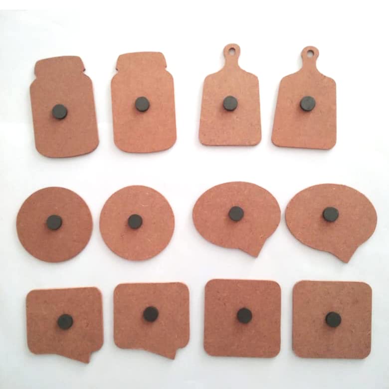 MDF Fridge Magnet for DIY Art Projects Thickness 4mm Set of 12 pcs
