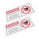 Veemoon 2pcs Magnetic Field Warning Label Safety Sign Sticker for Industrial Medical Educational Environments