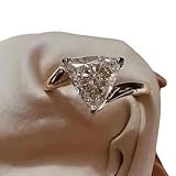 SILVELY 2 Ct Trillion Cut Diamond Bypass Solitaire 3 Prong Engagement Ring For Women 14K White Gold Over Promise Ring 925 Sterling Silver Handmade Women Jewelry Proposal Anniversary Ring Gift For Her