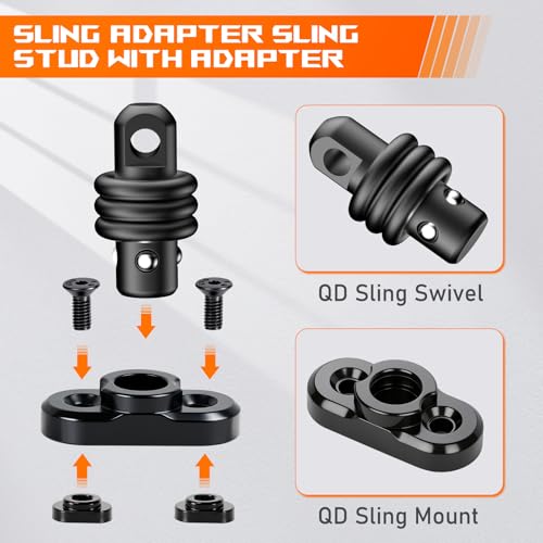Image of QD Sling Swivel Stud for QD Sling Mount, Heavy Duty Steel Quick Detach Sling with Button