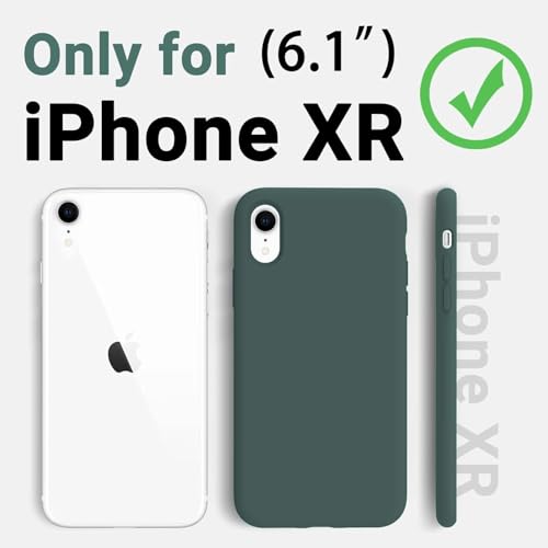 Image of VONZEE Microfiber Candy Case Compatible for iPhone Xr 6.1 inch, Shockproof Slim Back Cover Liquid Silicone Case - Dark Green