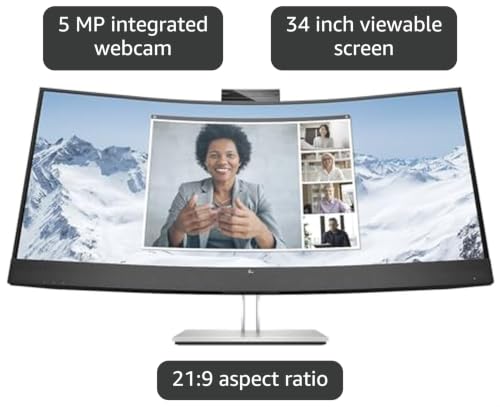 Image of HP E34m G4 34 inch WQHD Curved Screen LED LCD Monitor - 21:9 - Black
