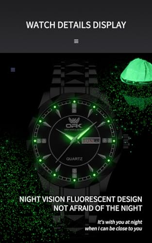 Image of OPK Watches for Men Diamond Roman Analog Mens Watches Waterproof Large Stainless Steel Men Wrist Watch Business Father Gift Watch Blue