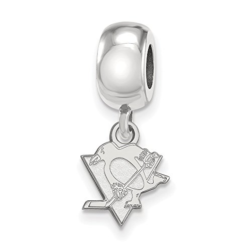 Jay Seiler Sterling S. Rhodium Plated NHL LogoArt Pittsburgh Penguins XS Dangle Bead Charm, Sterling Silver