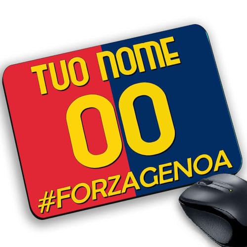 Tappetino per il mouse pad Gadget personalizzabile con nome e numero compatibile per tifoso Rossoblu Stile maglia #forza adatto a Genoa Serie genova nel cuore