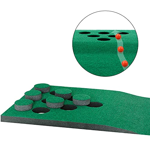 Golf Pong Mat Game Set Green Mat,Golf Putting Mat With 2 Putters, 6 Golf Balls,12 Golf Hole Covers For Indoor&Outdoor Short Game Office Party Backyard Use #TOP4