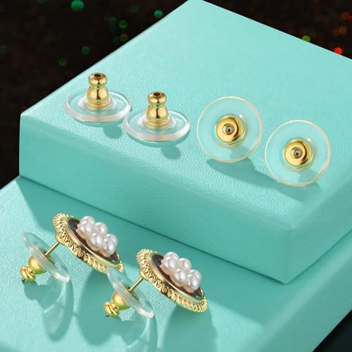 Hazifes Earring Backs for Heavy Droopy Earrings - 12mm/0.47 Inch Large Secure Locking Backs for Women & Men for Any Occasion, Durable and Stylish Earring Backing Replacement for Studs, Gold 6 PCS
