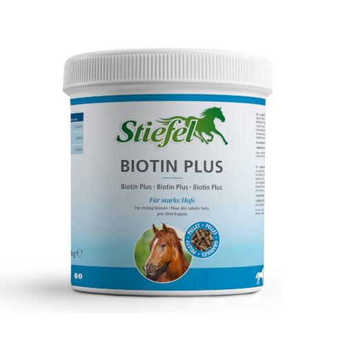 Stiefel Biotin Plus für Pferde, hochwertige 3-Fach Formel aus Biotin, Methionin & Zink, kann eine Starke Hufe, Haut, Fell & Horn unterstützen, Pellets, 1kg