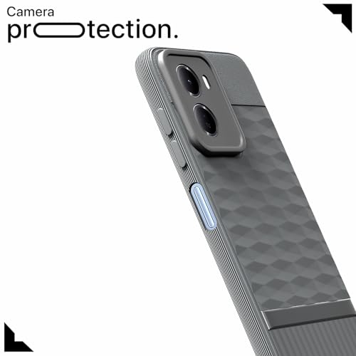 Image of Pikkme Back Cover for Redmi 15A 5G Camera Protection 3D Hexa Cube Design Silicone Protective Bumper Case (Grey)
