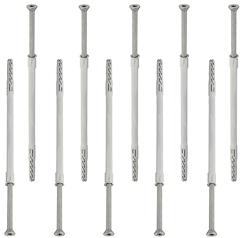 AERZETIX - C67129 - Set di 10 tasselli in plastica Ø10x230mm con flangia smussata + 10 viti Ø7x235mm autofilettanti con testa fresata impronta a stella TX40 - fissaggio mattone cemento