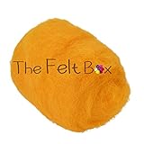Ideal para fieltro de aguja Lana cardada para fieltro, lana de fieltro de aguja, lata de lana, lana artesanal, sombra única, 100 gramos 3.5 oz (curry (13))