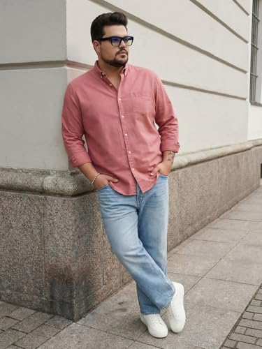 Image of Urbano Plus Men's Cotton Full Sleeve Regular Fit Solid Oxford Shirt with Button-Down Collar