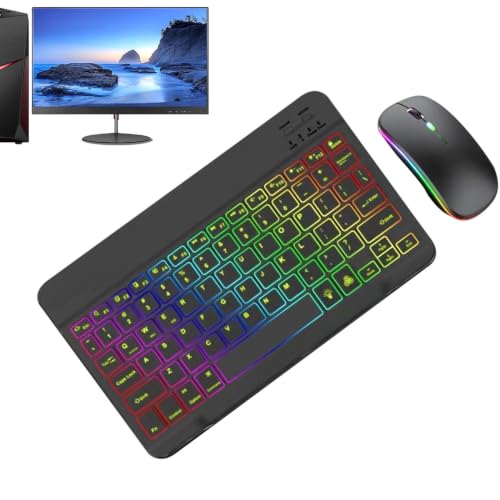 Teclado inalámbrico portátil recargable con ratón para jugar sin cables en la oscuridad