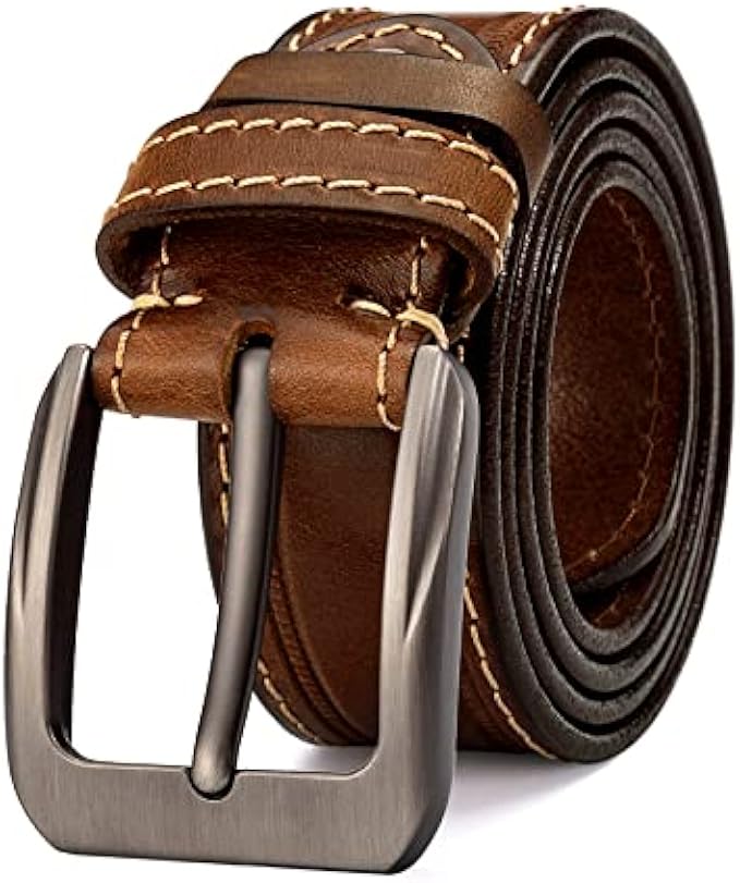 HOLMANSE Italian Full Grain Leather Belt Men Western Cowboy Belt for Jeans 1.5 Wide 7 Holes Gift Box Packaging