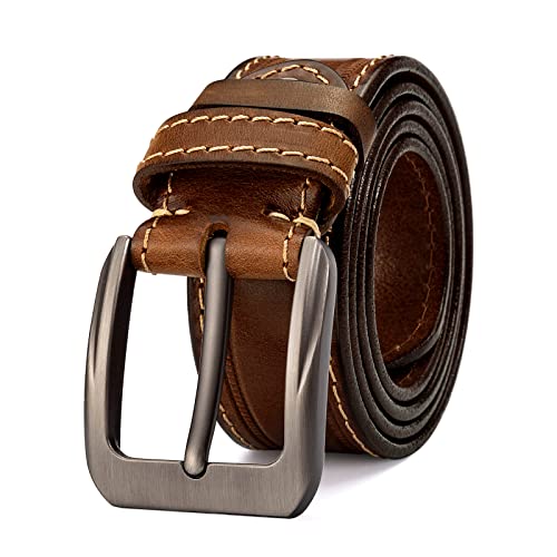 Holmanse Italian Full Grain Leather Belt Men Western Cowboy Belt For Jeans 1.5 Wide 7 Holes Gift Box Packaging #TOP17