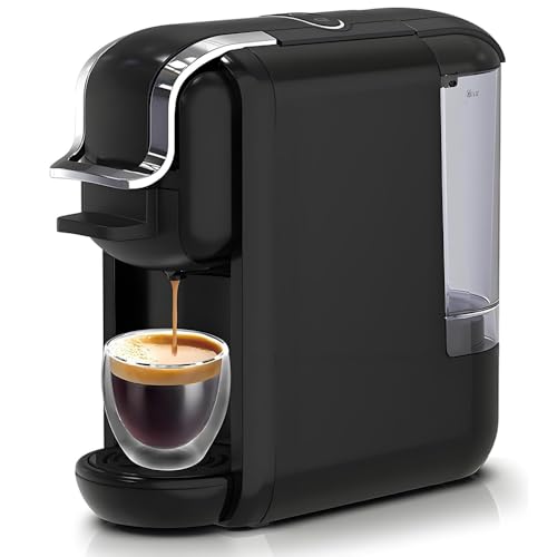MAIPSIG 4 in 1 Pod Coffee Maker 19 Bar Compact Design, Single Serve Hot and Cold Espresso Machine for K-Cup Pods, Nes Original/DG and Ground Coffee at Home or Office (Black
