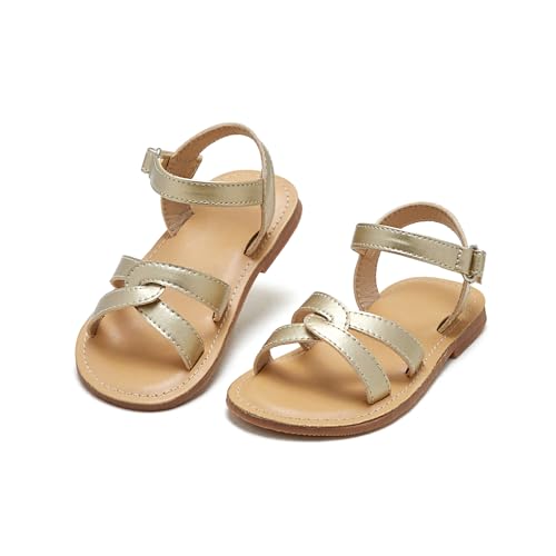 Image of Kolan Toddler Girl Sandals Open Toe Flat Princess Dress Shoes Little Kids