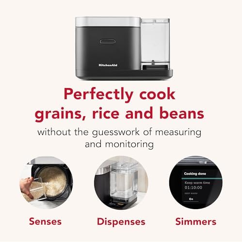 KitchenAid Grain and Rice Cooker 8 Cup with Automatically Sensing Integrated Scale + Water Tank, KGC3155, Black Matte - 1