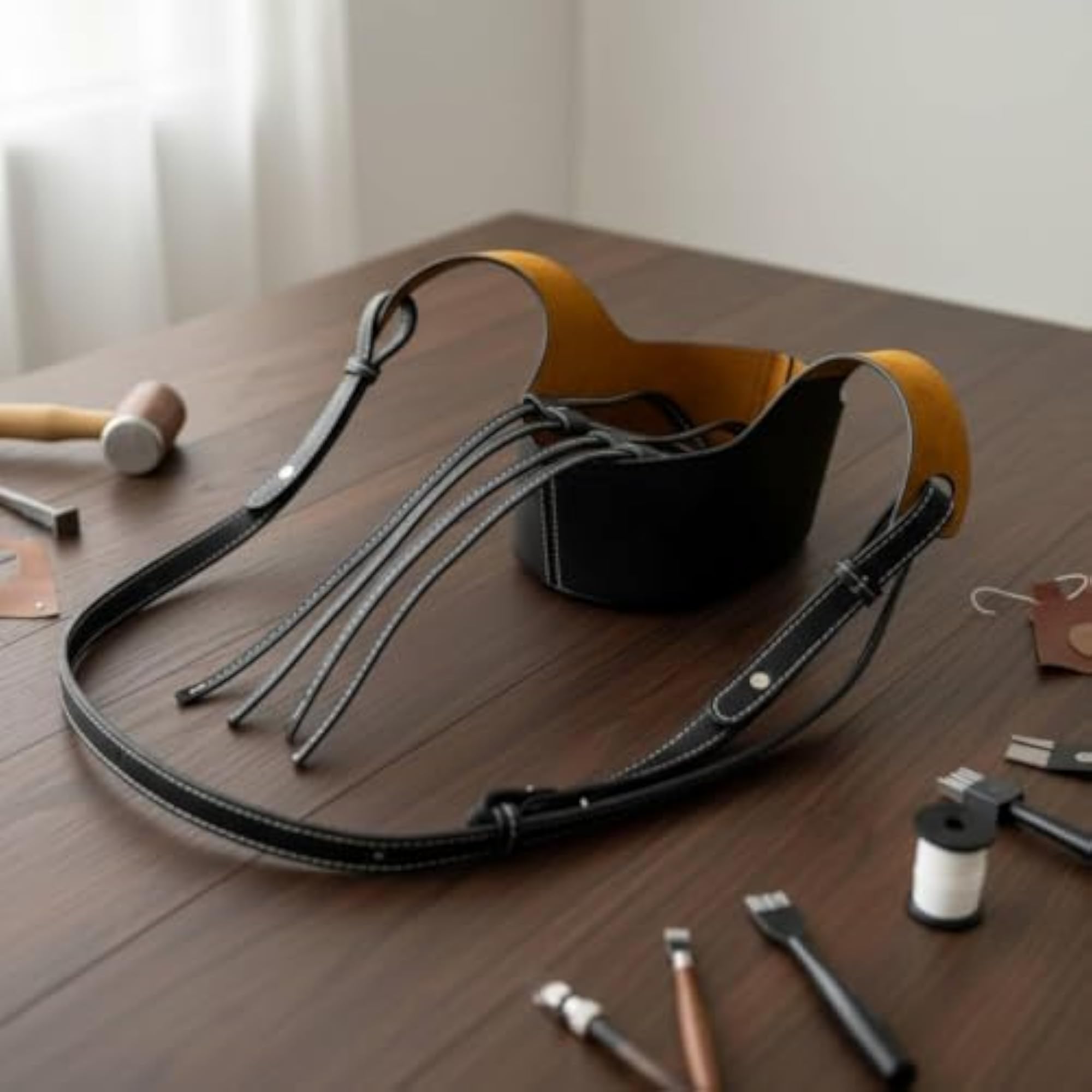 Leather Bucket Bag with Drawstring for DIY Crafts