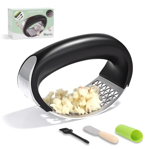 Bxgnip Garlic Press Rocker, Stainless Steel with Triangular Holes