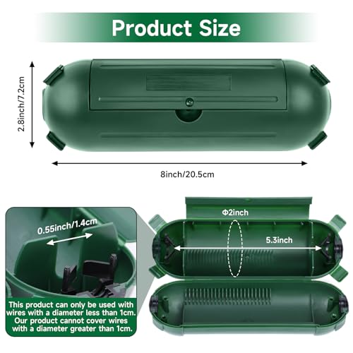 16Pcs Outdoor Extension Cord Safety Cover, IP44 Waterproof, Adjustable Compartment, Safety Housing Case, Electrical Connection Box for Power Tools, Holiday Decorative Lights Plugs Sockets, Black Green — view 2
