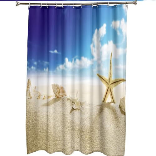 Rideau de douche en tissu polyester bleu et beige de qualité supérieure 120x180 - 8