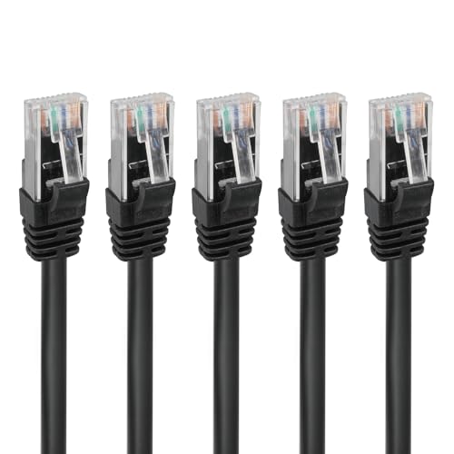 Tecmojo Ethernet Cable 2M, CAT 6 Ethernet Cable 5 Pack LAN Gigabit, RJ45 Pure Copper Core 1000Mbps for 250Mhz/s Cord, Network Patch Cord for Router Modem Patch Panel Faster Than Cat 5e/Cat 5, Black