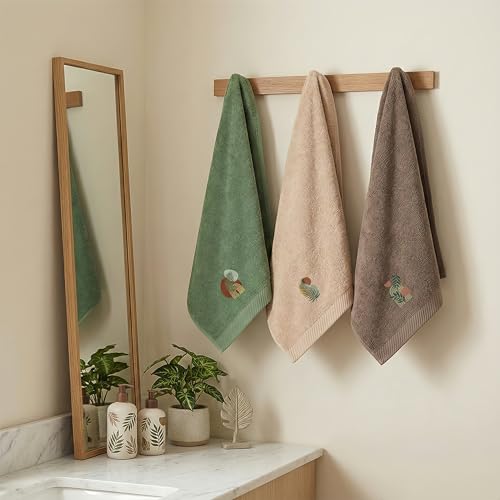 Culudea Embroidered Hand Towels, 3 Pcs, Cotton, 14x29 Inch, Boho Bohemian