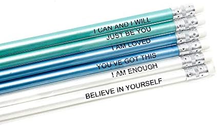 6 Pack of Positivity Pencils Mental Health Encouragement Inspirational Motivational Stationery Gift